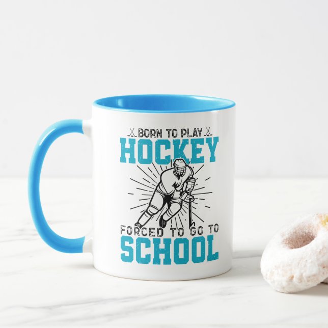 Born To Play Hockey Colourful Birthday Present Coo Mug (With Donut)