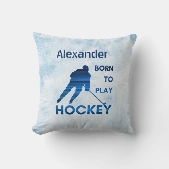 Born to play hockey Pillow blue lines (Front)
