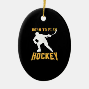 Born To Play Hockey Player Gift Field Hockey Ceramic Tree Decoration