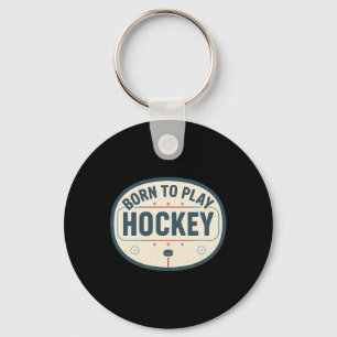 Born To Play Hockey Retro Ice Rink Player Fan Key Ring