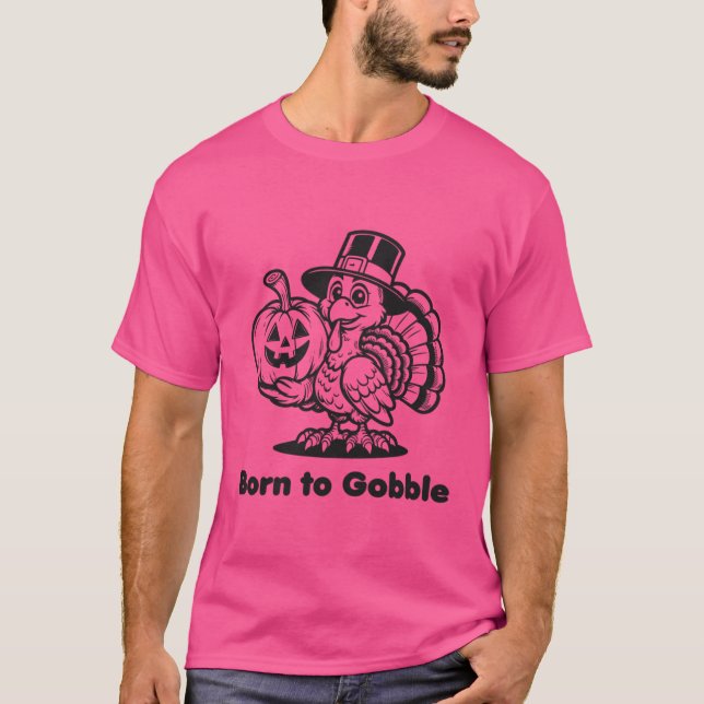 Born to Playful Thanksgiving Turkey Design Funny H T-Shirt (Front)
