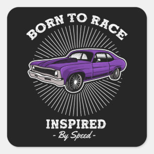 Born to Race Classic Muscle Car Retro Speed Design Square Sticker