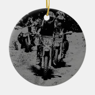 "Born to Race" Motocross Dirt-Bike Champion Racer Ceramic Tree Decoration