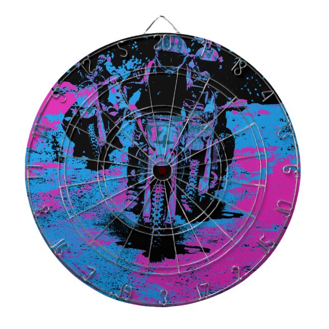 "Born to Race" Motocross Dirt-Bike Champion Racer Dartboard (Front)