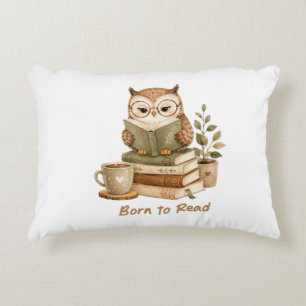 Born to Read Cute Owl Book Lover Decorative Cushion