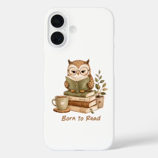 Born to Read Cute Owl Book Lover iphone case (Back)
