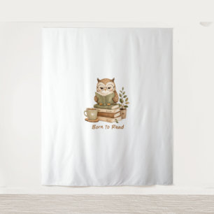 Born to Read Cute Owl Book Lover Tapestry
