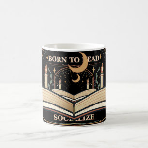 Born to Read Forced to Socialise Gothic Book Lover Coffee Mug