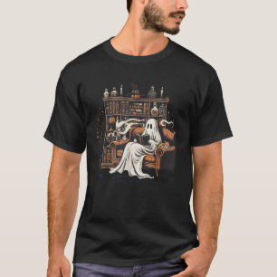 Born To Read Forced To Work Funny Book Lover Ghost T-Shirt