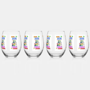 Born To Read Forced To Work Stemless Wine Glass