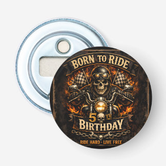 Born to Ride 50th Birthday Biker Skull Card Bottle Opener
