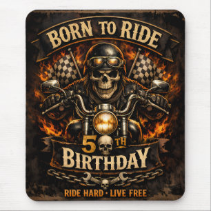 Born to Ride 50th Birthday Biker Skull Card Mouse Mat