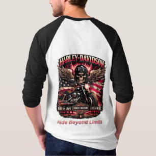 Born to Ride Built to Lead Motorcycle Skull Rider T-Shirt