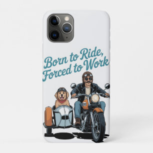 "Born to Ride, Forced to Work" Motorcycle Cartoon iPhone 11 Pro Case