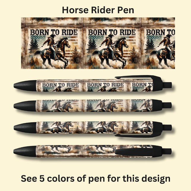 Born To Ride, Horse & Rider Black Ink Pen (Creator Uploaded)