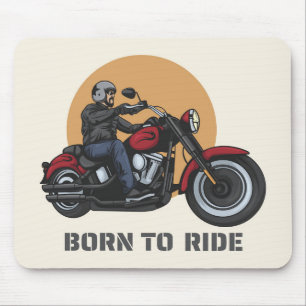 Born to Ride Motorcycle Rider on Bike Mouse Mat