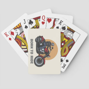 Born to Ride Motorcycle Rider on Bike Playing Cards