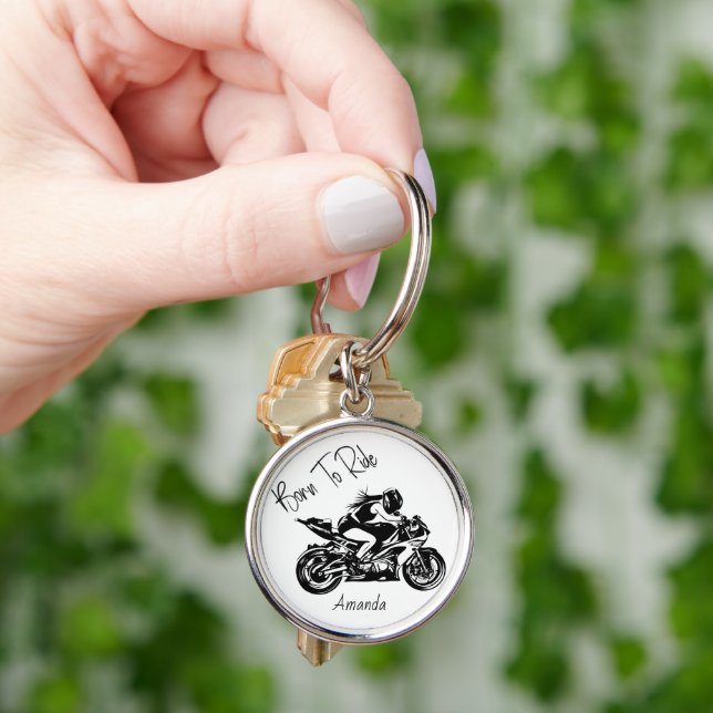 Born To Ride Personalised Name Key Ring (Hand)