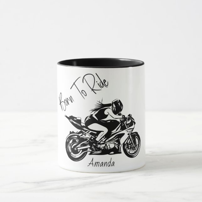 Born To Ride Personalised Name Mug (Center)