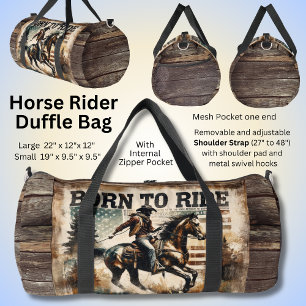 Born To Ride Poster Horse Rider Brown Duffle Bag