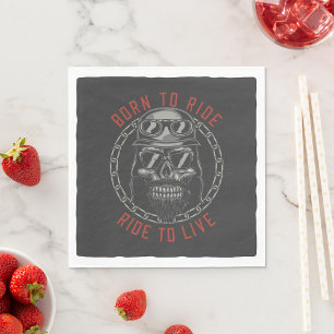 Born to Ride Skull Biker Ride to Live  Napkin