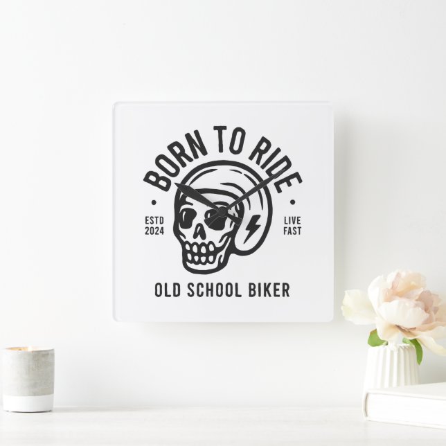 Born to Ride Square Wall Clock (Home)