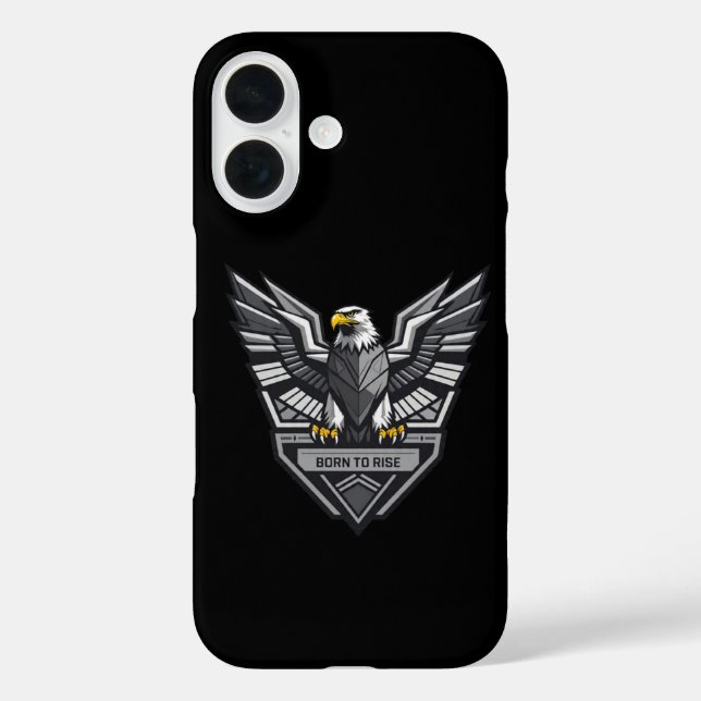 Born to Rise Eagle iPhone 16 Case Matte Black (Back)