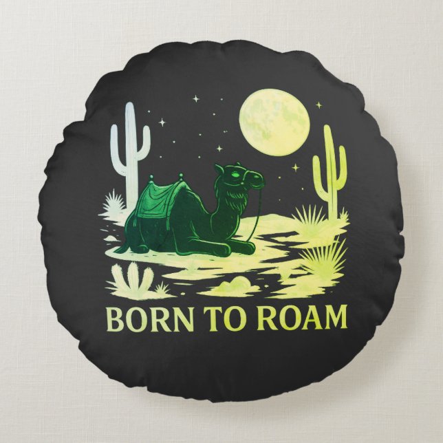 Born to Roam Round Cushion (Front)