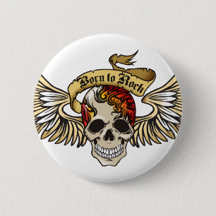 born to rock 6 cm round badge