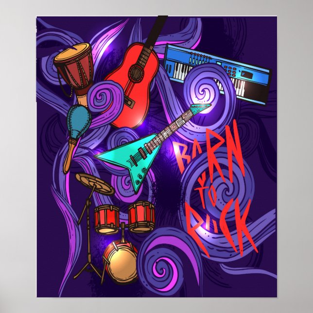 Born to rock abstract music background Poster (Front)
