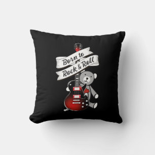 Born to Rock and Roll Baby Bear Kids Guitar Music Cushion