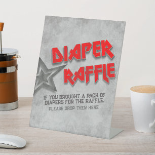 Born to Rock - Diaper Raffle Pedestal Sign