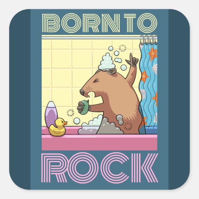 Born To Rock (Editable Text) Singing Groundhog Square Sticker (Front)