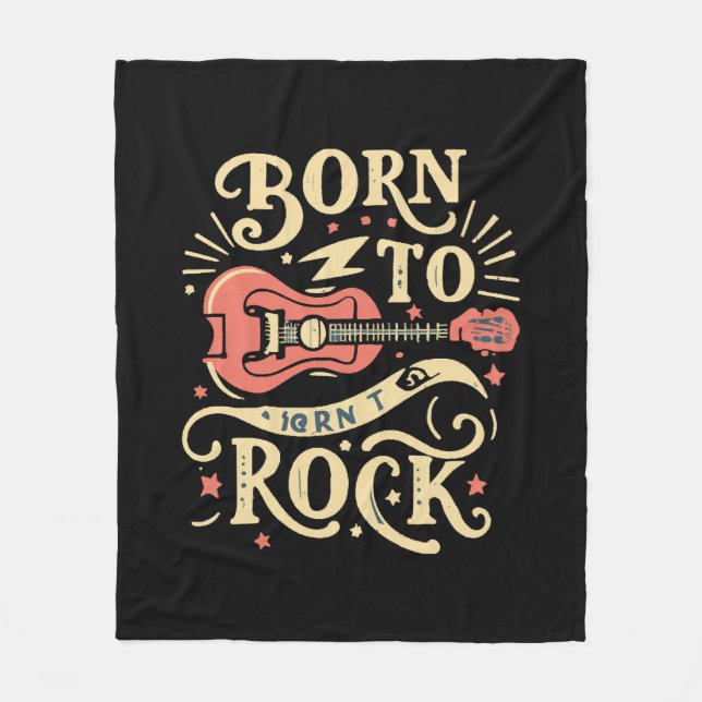 Born to Rock Electric Guitar Fleece Blanket (Front)