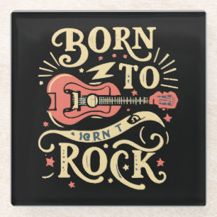 Born to Rock Electric Guitar Glass Coaster