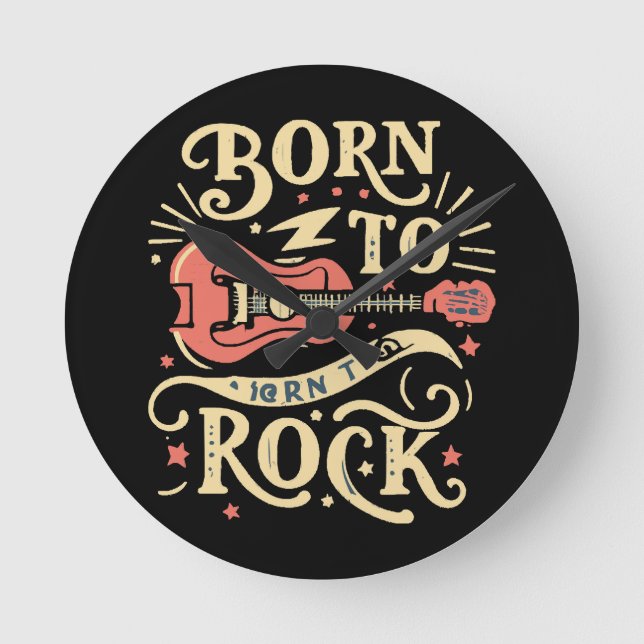 Born to Rock Electric Guitar Round Clock (Front)