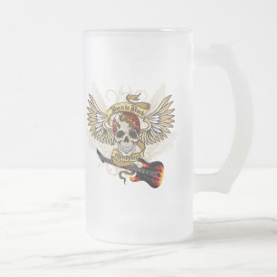 born to rock frosted glass beer mug