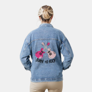 Born To Rock Pink Guitar Denim Jacket