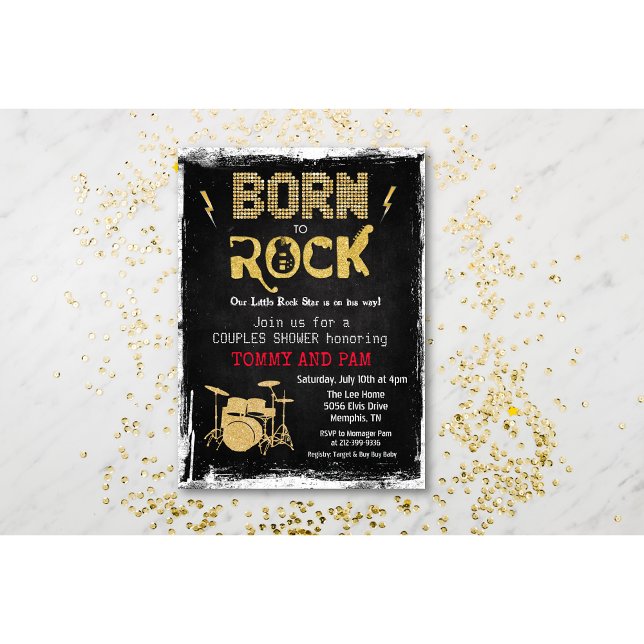 Born to Rock Rock Star Baby Shower Invitation (Creator Uploaded)