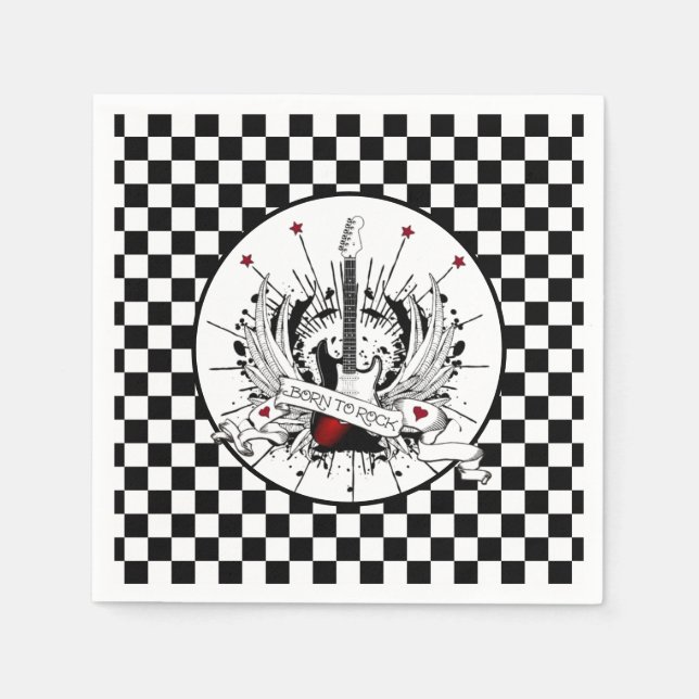 Born to Rock & Roll Guitar Rocker Metal Musician Napkin (Front)