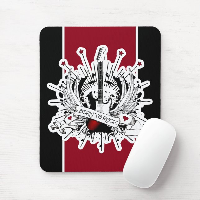 Born to Rock & Roll Music Guitar Tattoo Musician Mouse Mat (With Mouse)