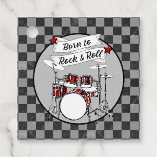 Born to Rock & Roll Party Drum Kit Drummer Music Favour Tags