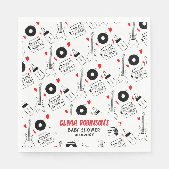 Born to Rock Star Baby Shower  Napkin (Front)