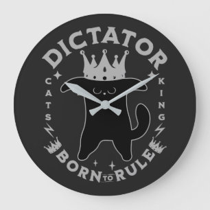 Born To Rule   Funny Cat Design Large Clock