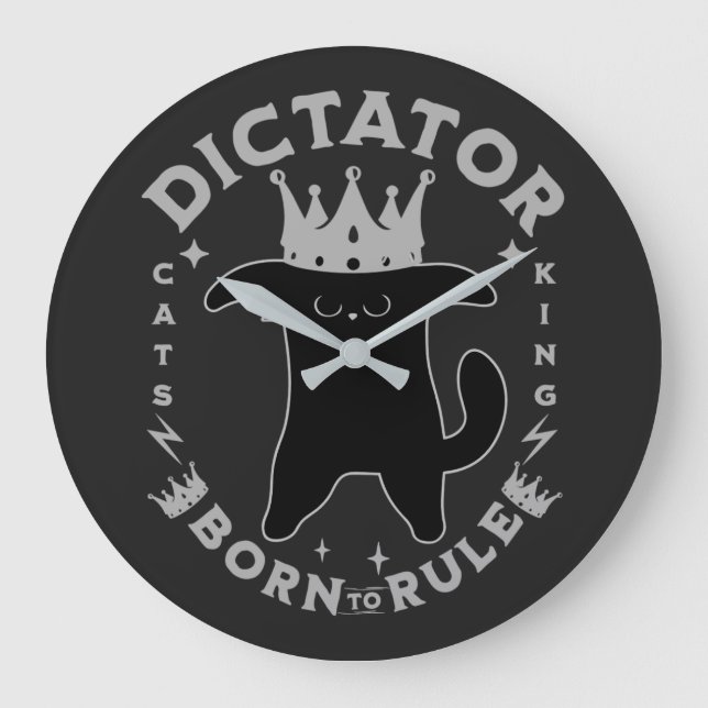 Born To Rule | Funny Cat Design Large Clock (Front)
