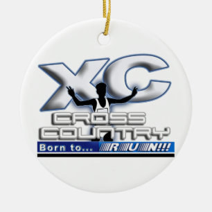 BORN TO RUN CHRISTMAS ORNAMENT CROSS COUNTRY MOTTO