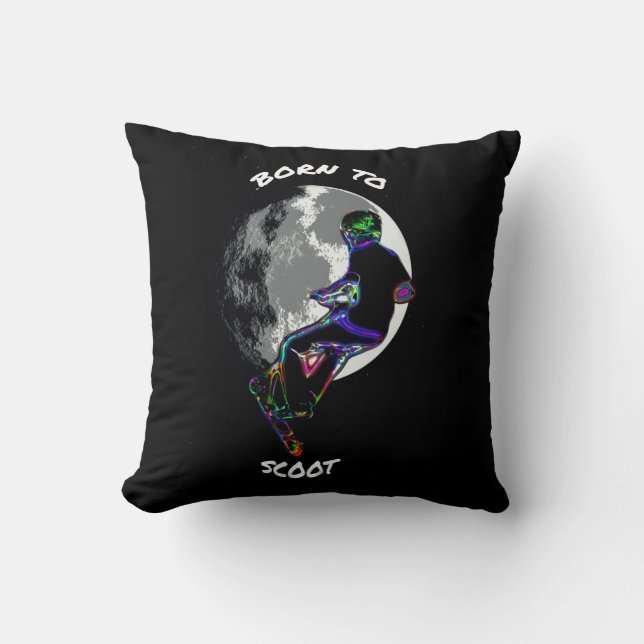 Born to Scoot- Scooter and Moon  Cushion (Front)