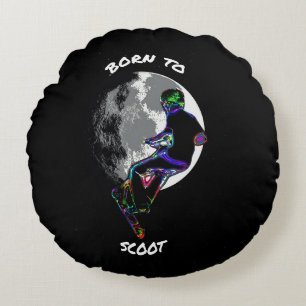Born to Scoot- Scooter and Moon  Round Cushion