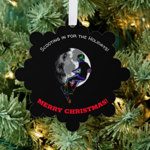 Born to Scoot- Scooter Rider and Moon  Tree Decoration Card