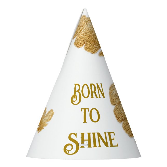 Born to Shine White Party Hats (Left)